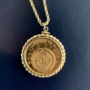 Gold 24” chain with Veinte Pesos 1959 Mexican coin